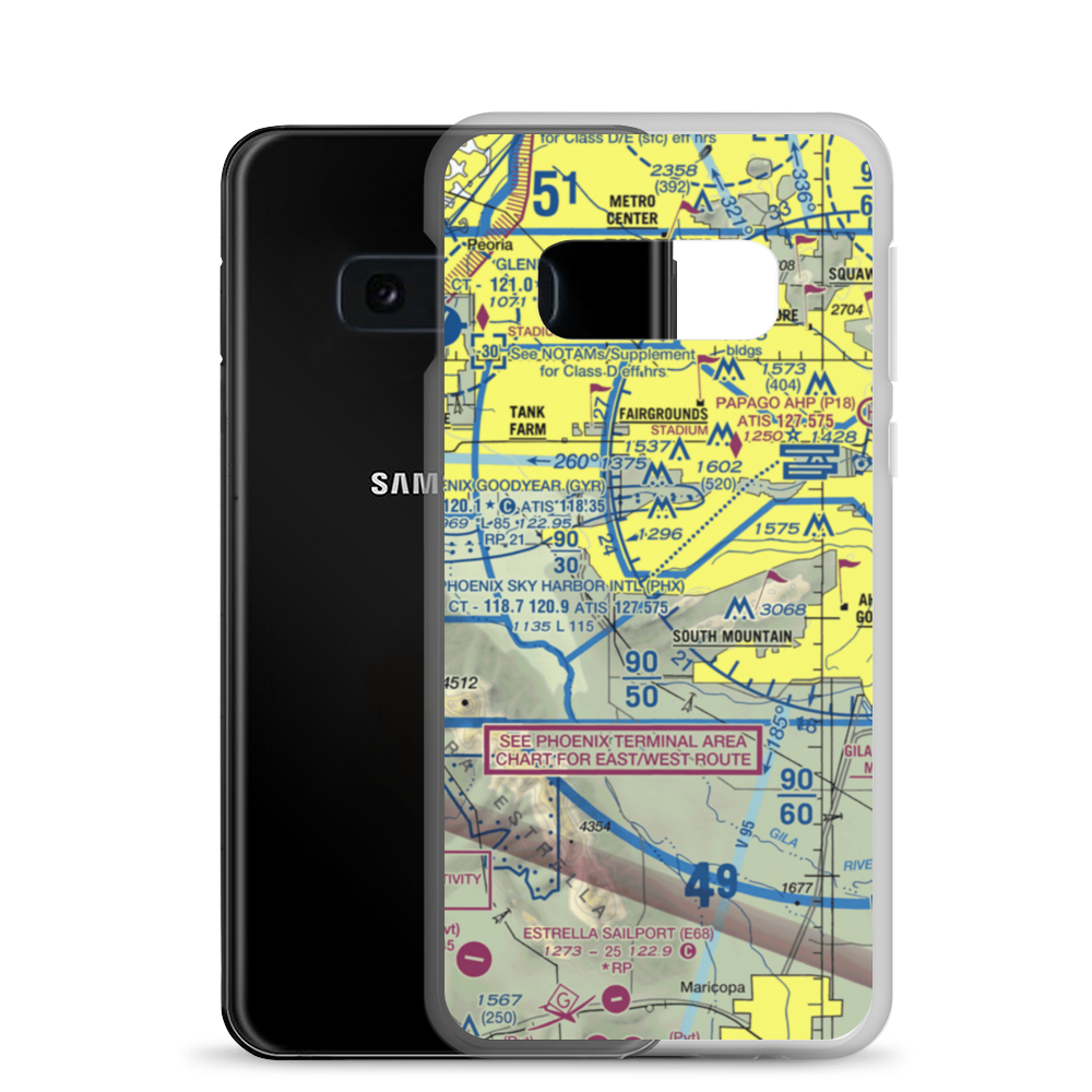 Hangar Haciendas Airport (AZ90) VFR Sectional Samsung Case Samsung Galaxy S10e model shown