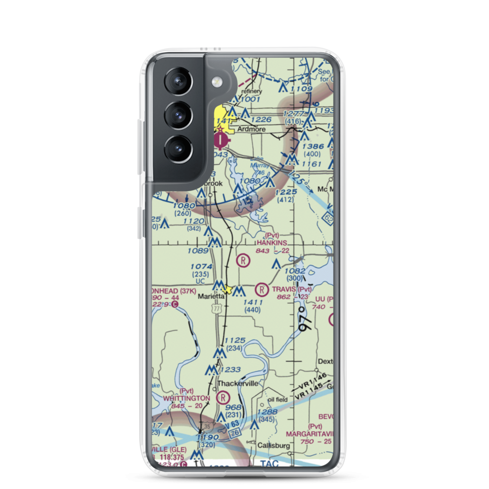 Hankins Airport (1OK9) VFR Sectional Samsung Case Samsung Galaxy S21 model shown