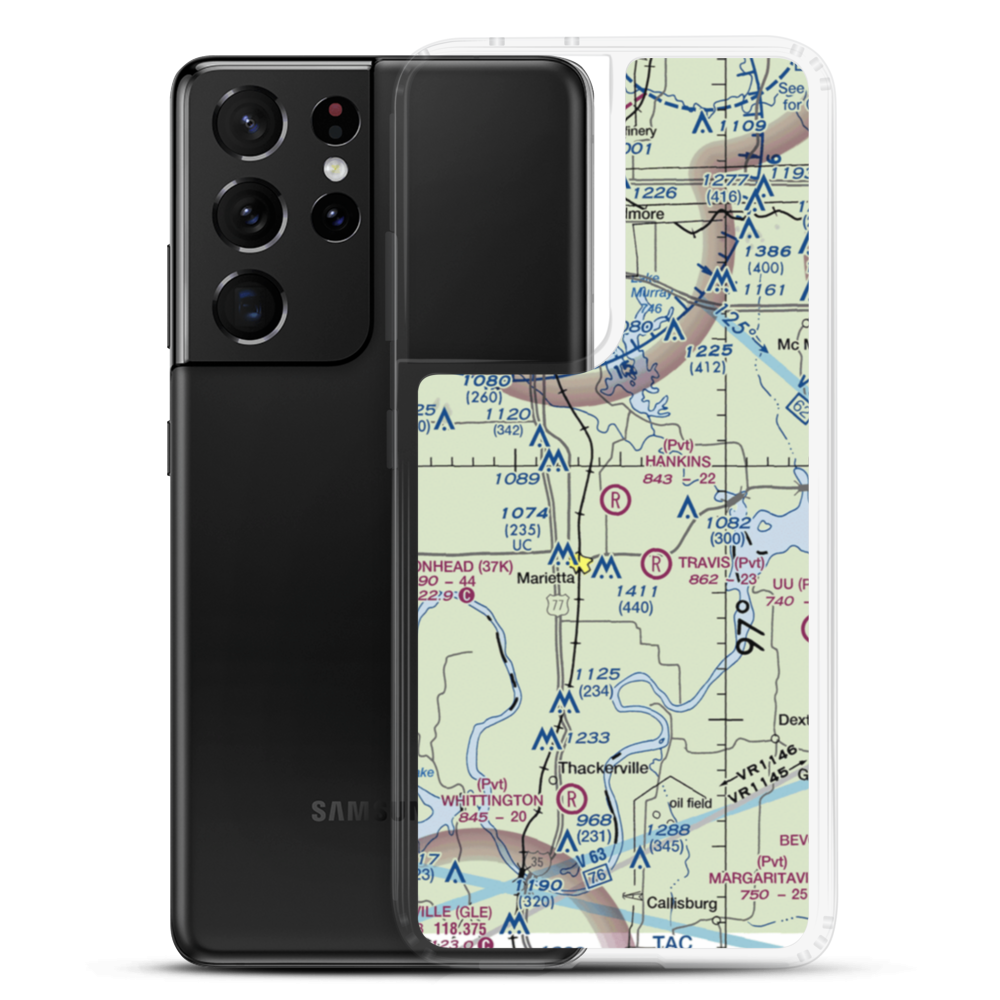 Hankins Airport (1OK9) VFR Sectional Samsung Case Samsung Galaxy S21 Ultra model shown