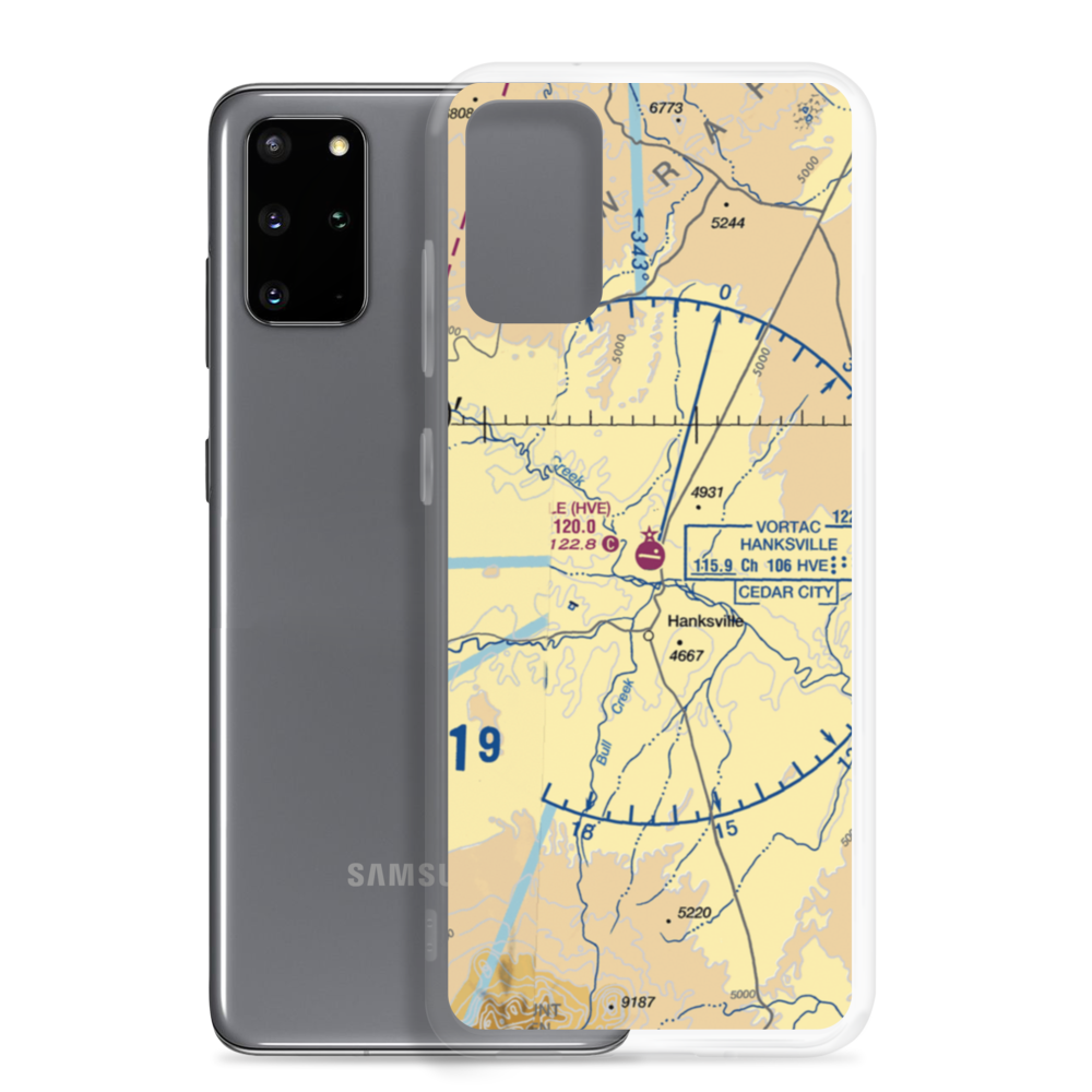 Hanksville Airport (HVE) VFR Sectional Samsung Case Samsung Galaxy S20 Plus model shown