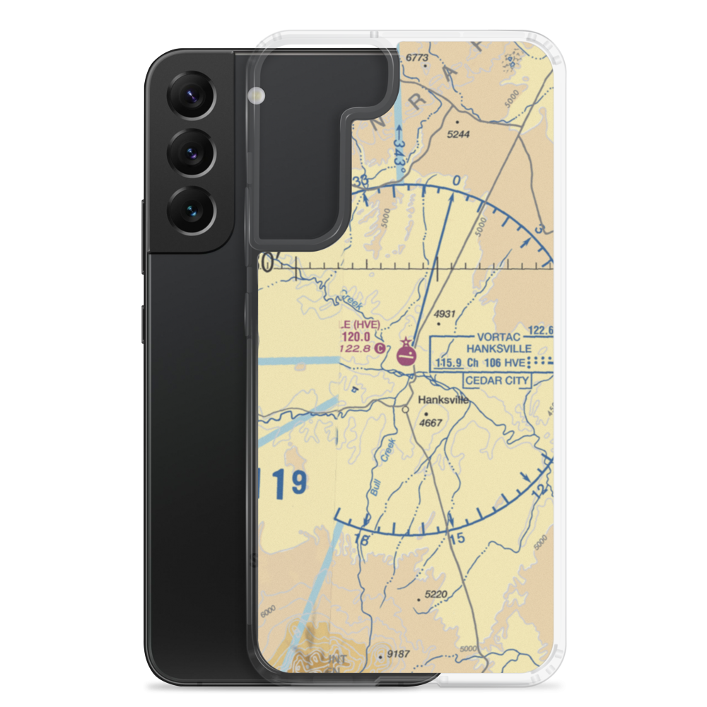 Hanksville Airport (HVE) VFR Sectional Samsung Case Samsung Galaxy S22 Plus model shown