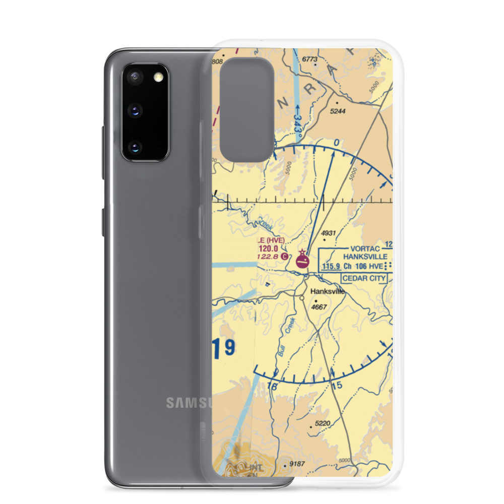Hanksville Airport (HVE) VFR Sectional Samsung Case Samsung Galaxy S20 model shown
