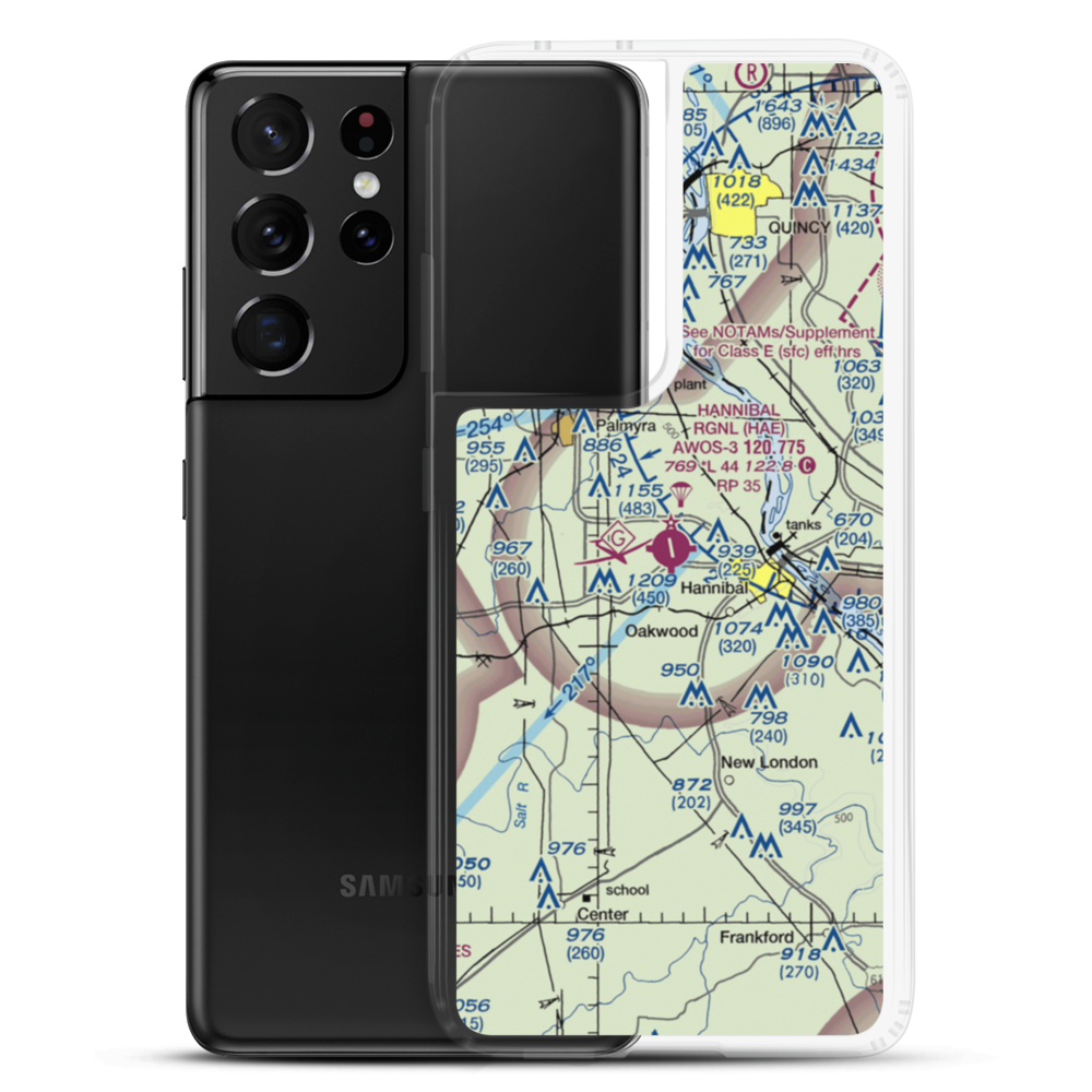 Hannibal Regional Airport (HAE) VFR Sectional Samsung Case Samsung Galaxy S21 Ultra model shown