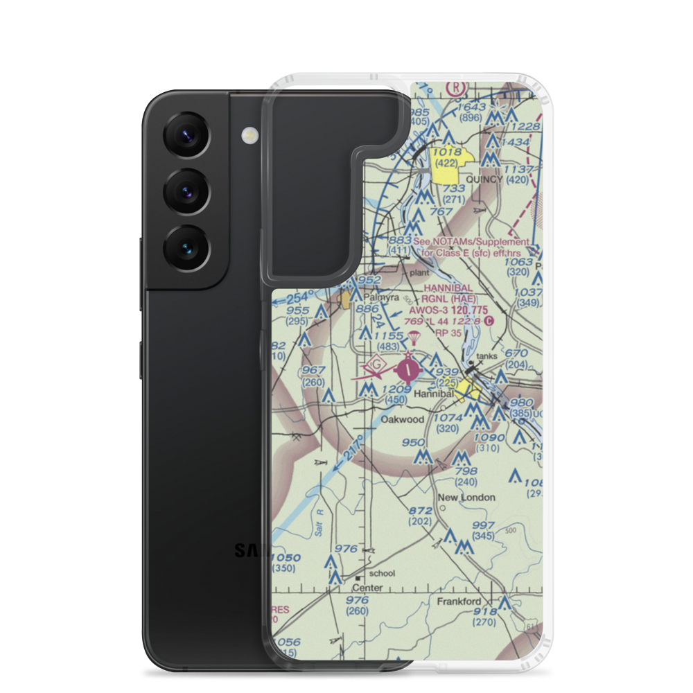 Hannibal Regional Airport (HAE) VFR Sectional Samsung Case Samsung Galaxy S22 model shown