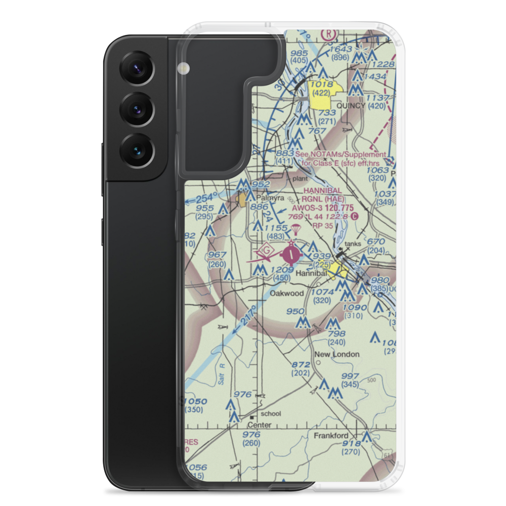 Hannibal Regional Airport (HAE) VFR Sectional Samsung Case Samsung Galaxy S22 Plus model shown
