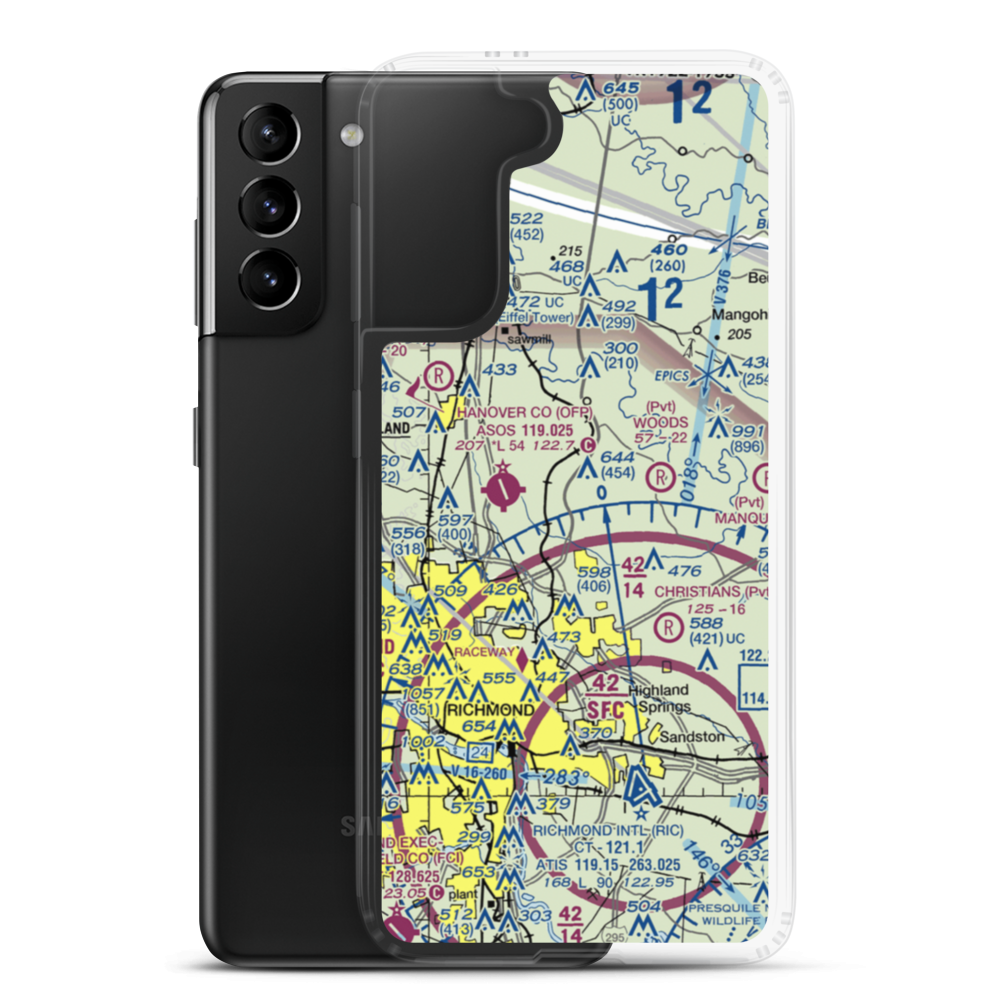 Hanover Air Park (VA77) VFR Sectional Samsung Case Samsung Galaxy S21 Plus model shown