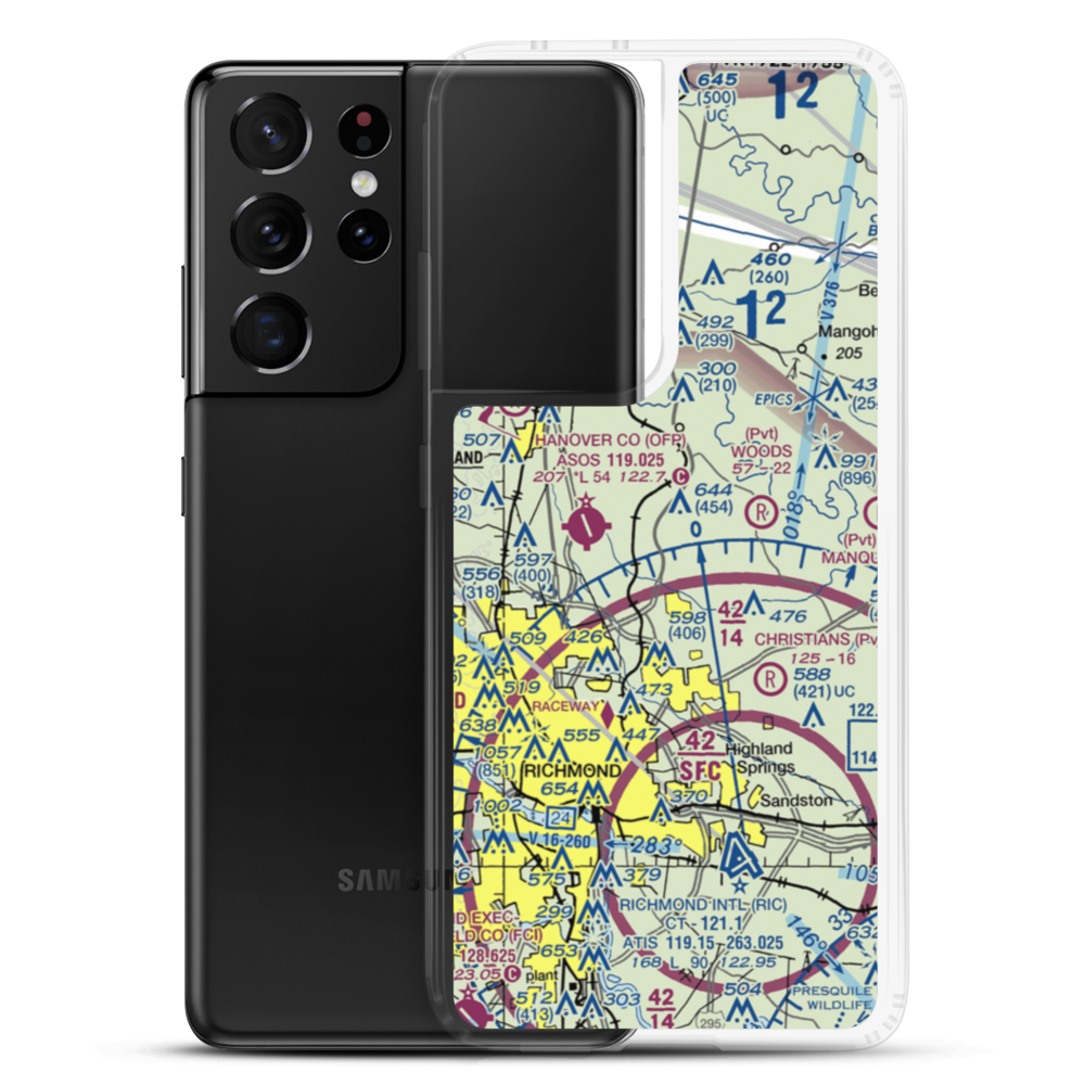 Hanover Air Park (VA77) VFR Sectional Samsung Case Samsung Galaxy S21 Ultra model shown