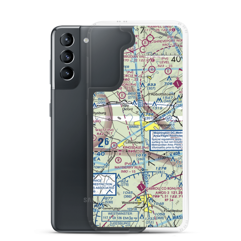 Hanover Airport (6W6) VFR Sectional Samsung Case Samsung Galaxy S21 model shown