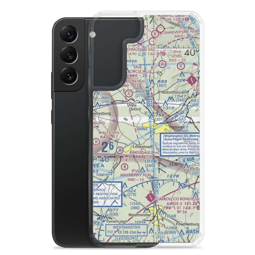 Hanover Airport (6W6) VFR Sectional Samsung Case Samsung Galaxy S22 Plus model shown