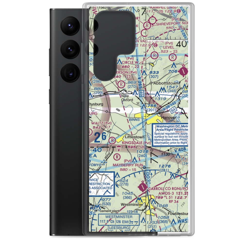 Hanover Airport (6W6) VFR Sectional Samsung Case Samsung Galaxy S22 Ultra model shown