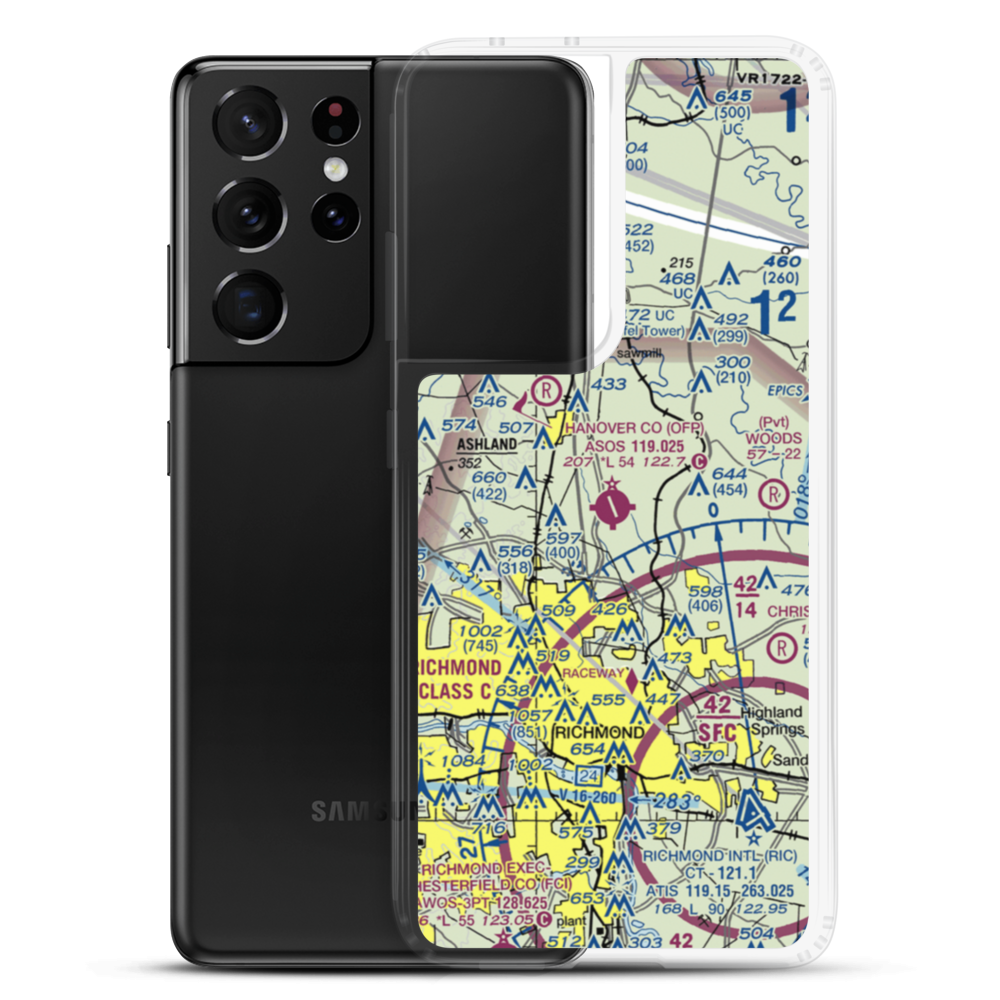 Hanover County Municipal Airport (OFP) VFR Sectional Samsung Case Samsung Galaxy S21 Ultra model shown