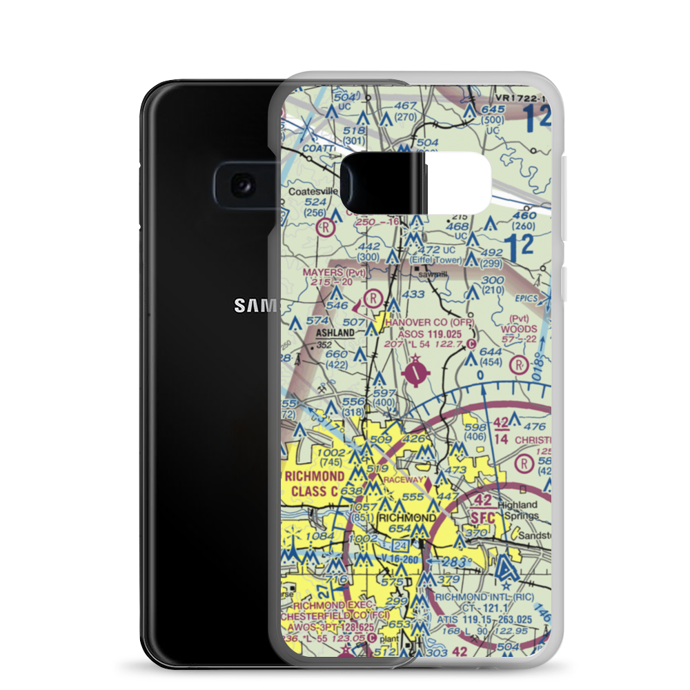 Hanover County Municipal Airport (OFP) VFR Sectional Samsung Case Samsung Galaxy S10e model shown