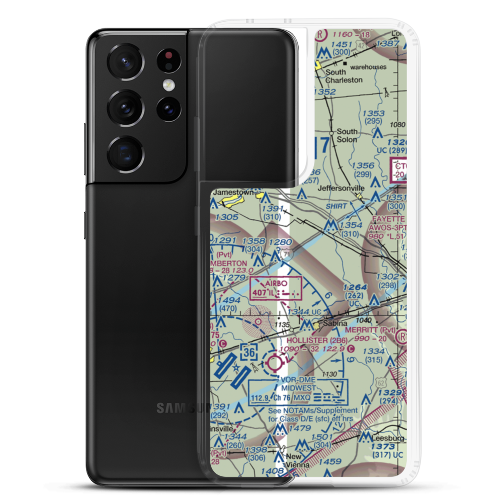 Hanshell Flying Apple Airport (84OH) VFR Sectional Samsung Case Samsung Galaxy S21 Ultra model shown