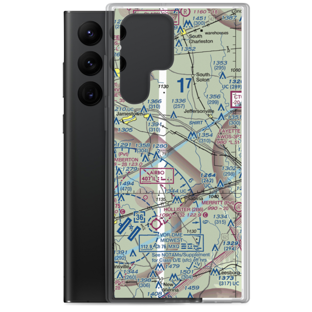 Hanshell Flying Apple Airport (84OH) VFR Sectional Samsung Case Samsung Galaxy S22 Ultra model shown