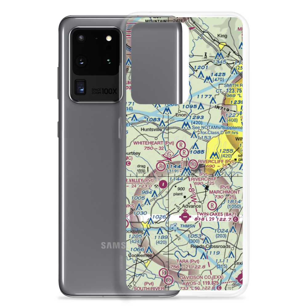 Happy Bottom Airport (30NC) VFR Sectional Samsung Case Samsung Galaxy S20 Ultra model shown