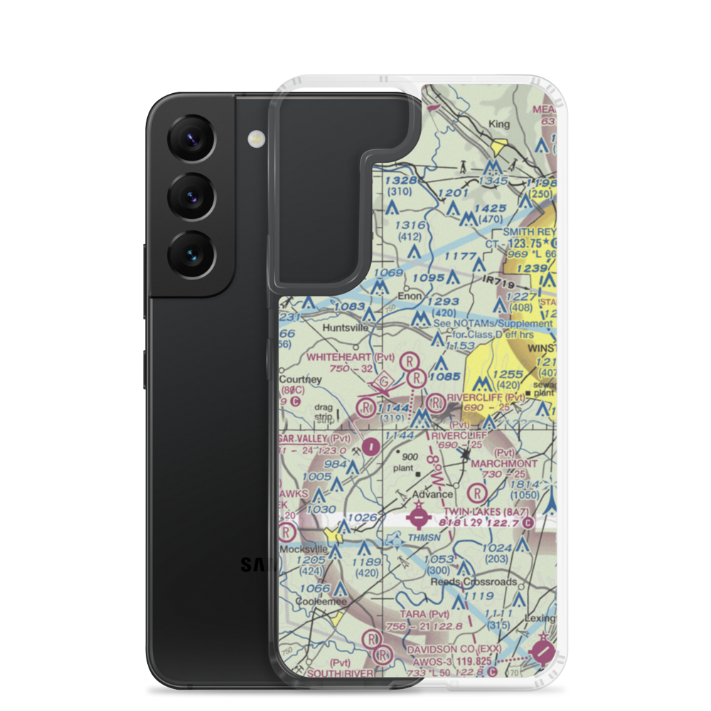 Happy Bottom Airport (30NC) VFR Sectional Samsung Case Samsung Galaxy S22 model shown