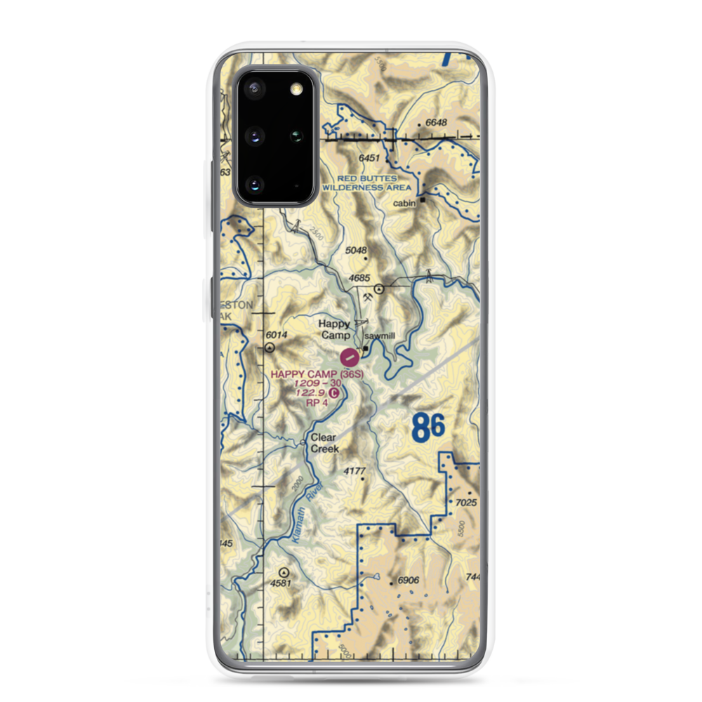Happy Camp Airport (36S) VFR Sectional Samsung Case Samsung Galaxy S20 Plus model shown
