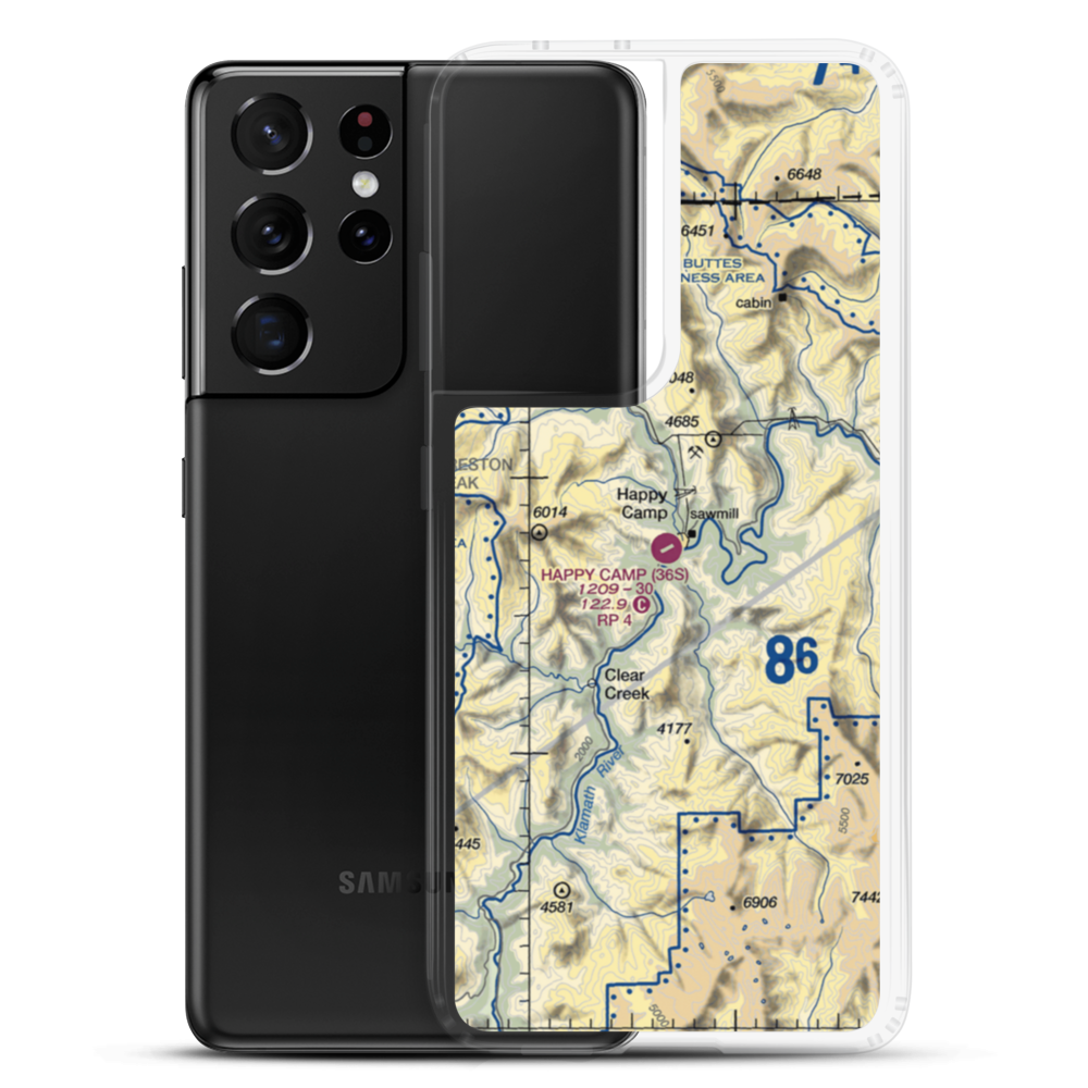Happy Camp Airport (36S) VFR Sectional Samsung Case Samsung Galaxy S21 Ultra model shown