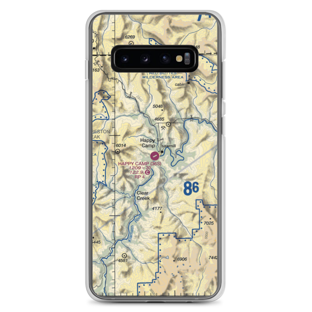 Happy Camp Airport (36S) VFR Sectional Samsung Case Samsung Galaxy S10+ model shown