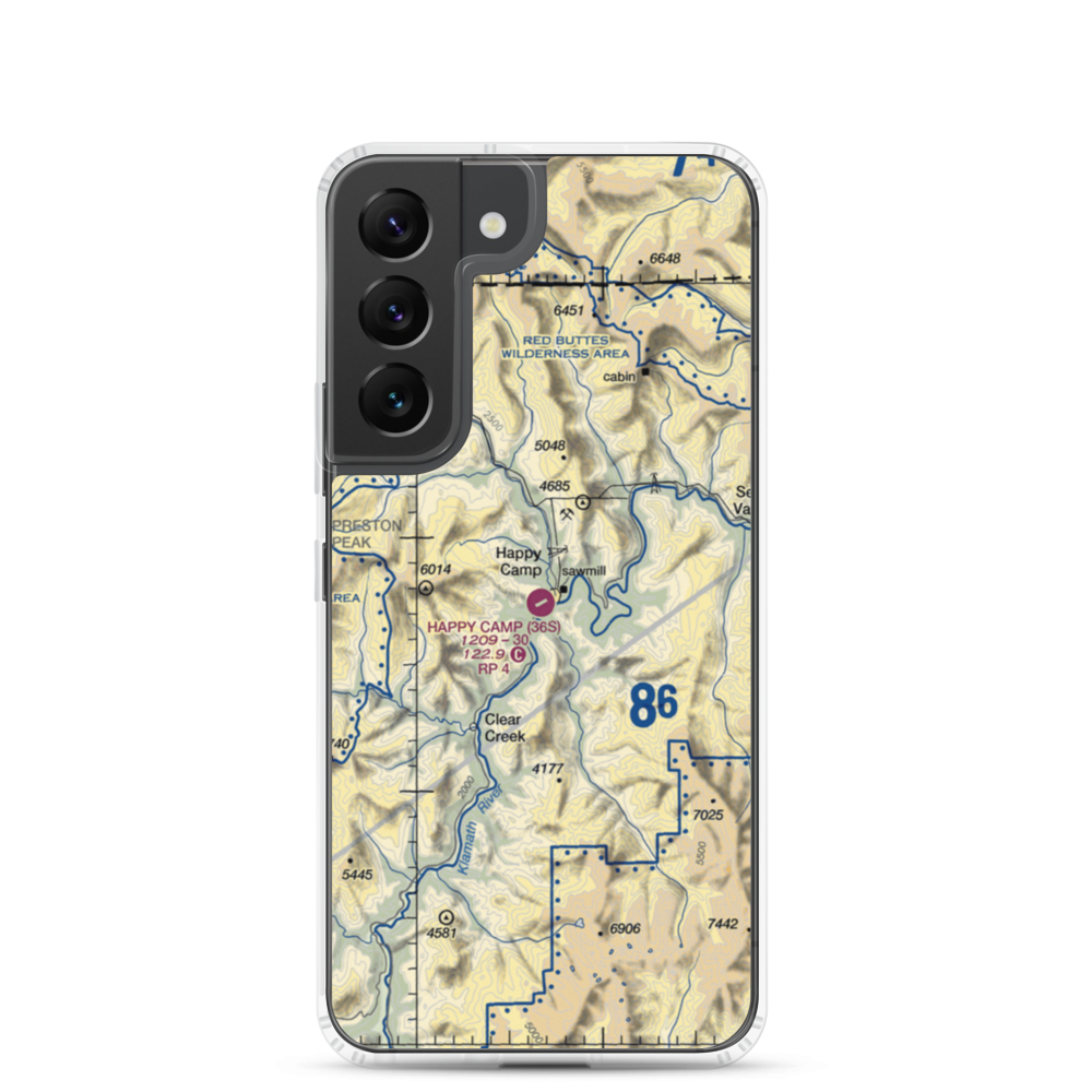 Happy Camp Airport (36S) VFR Sectional Samsung Case Samsung Galaxy S22 model shown