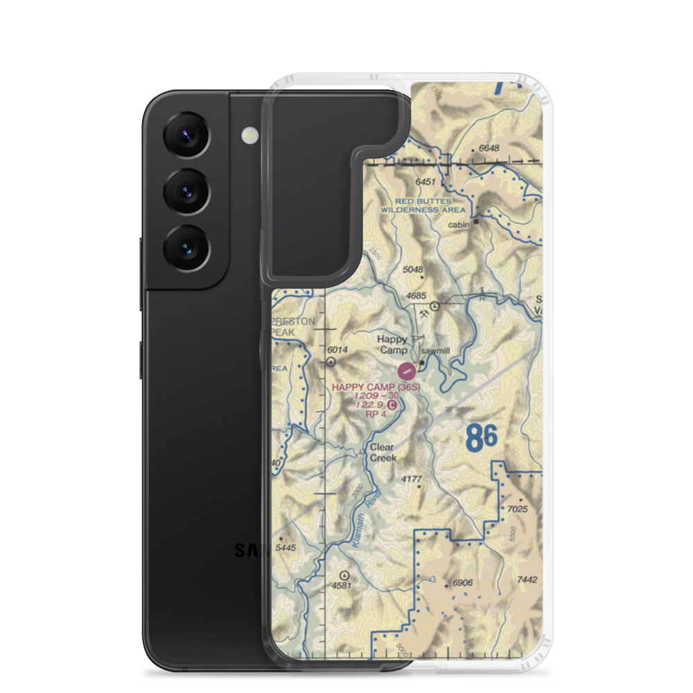 Happy Camp Airport (36S) VFR Sectional Samsung Case Samsung Galaxy S22 model shown
