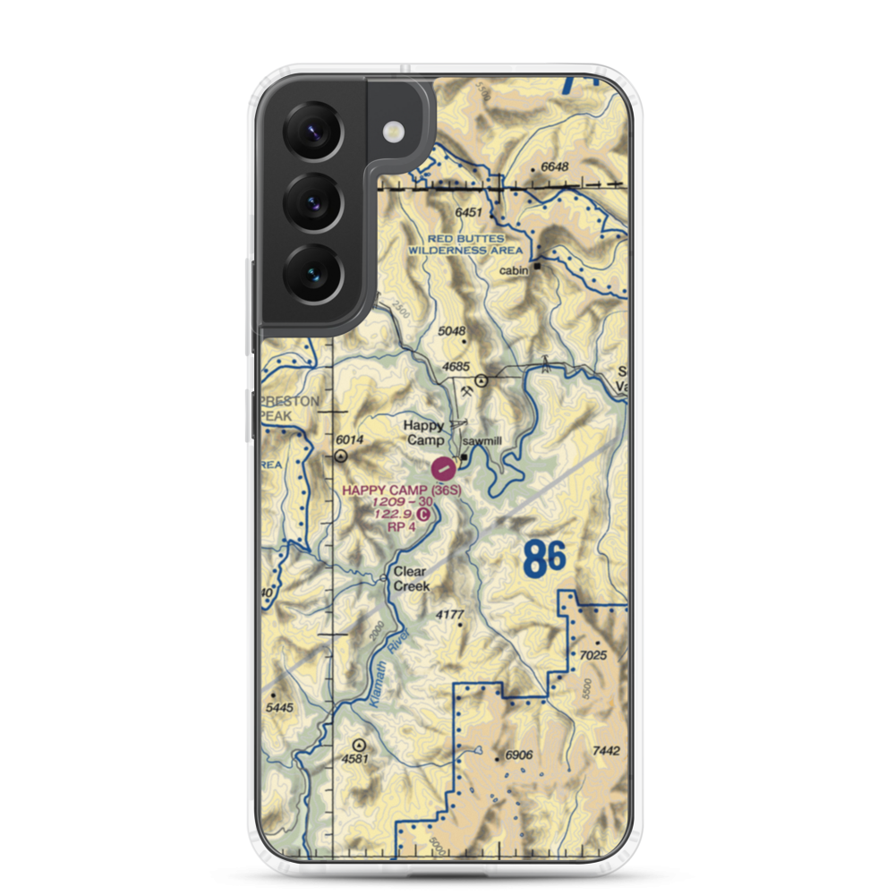Happy Camp Airport (36S) VFR Sectional Samsung Case Samsung Galaxy S22 Plus model shown