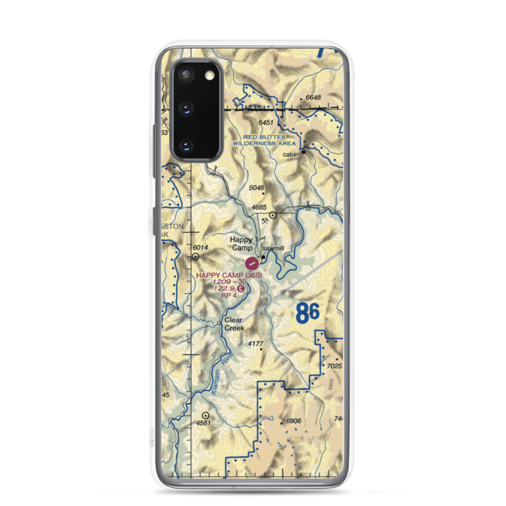 Happy Camp Airport (36S) VFR Sectional Samsung Case Samsung Galaxy S20 model shown