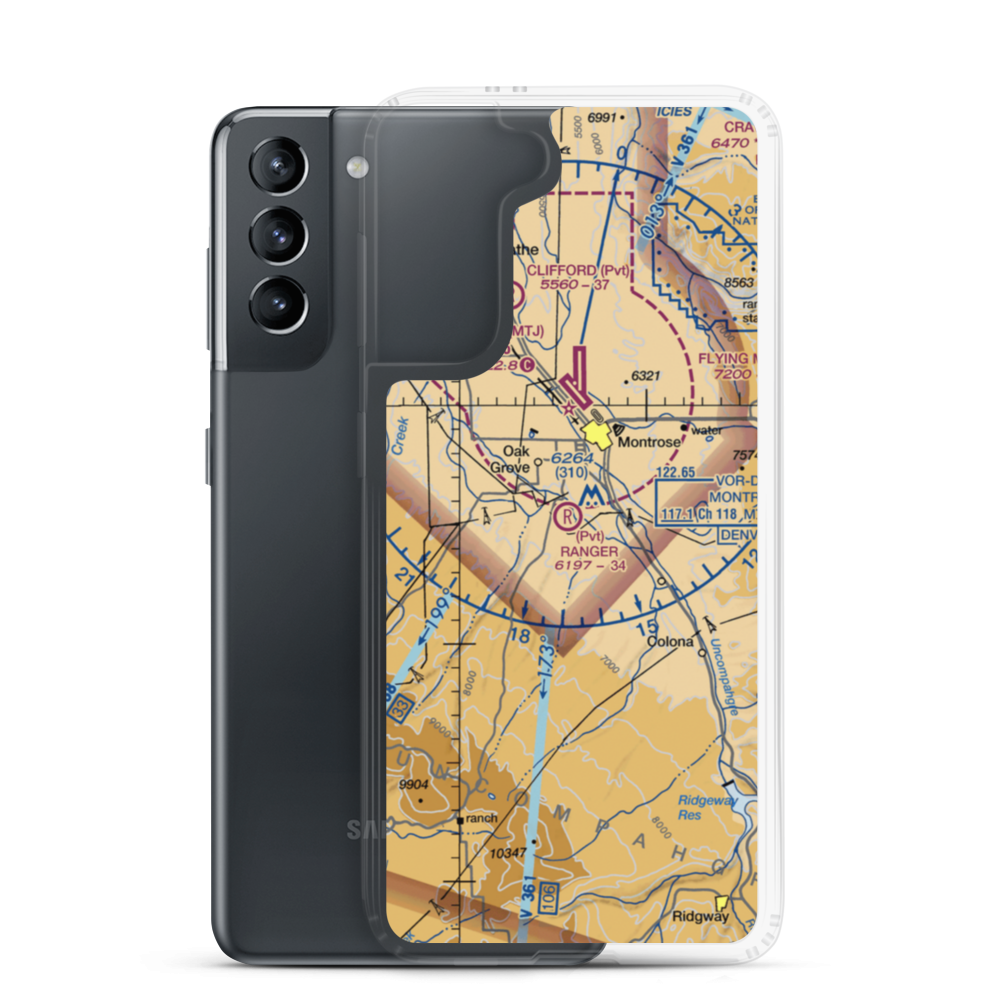 Happy Canyon Aero Ranch Airport (US-0072) VFR Sectional Samsung Case Samsung Galaxy S21 model shown
