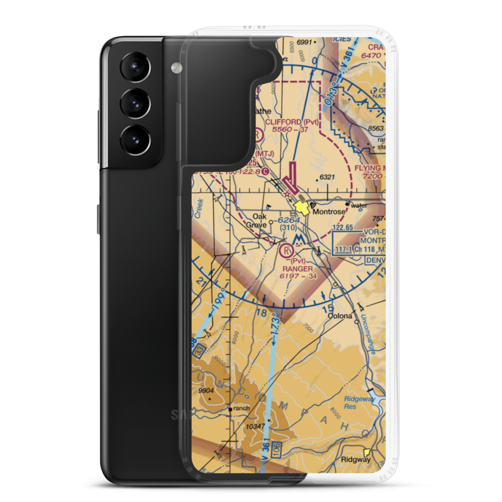 Happy Canyon Aero Ranch Airport (US-0072) VFR Sectional Samsung Case Samsung Galaxy S21 Plus model shown