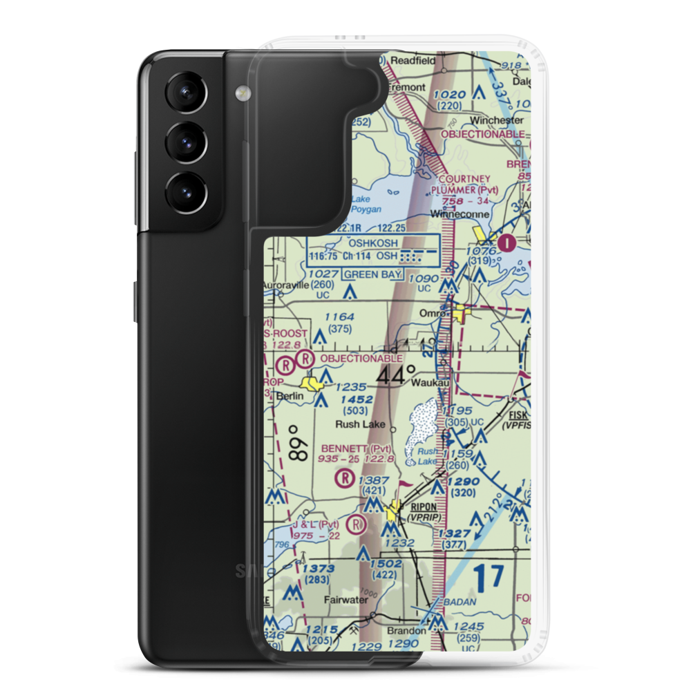 Happy Jacks Air Strip (WI73) VFR Sectional Samsung Case Samsung Galaxy S21 Plus model shown