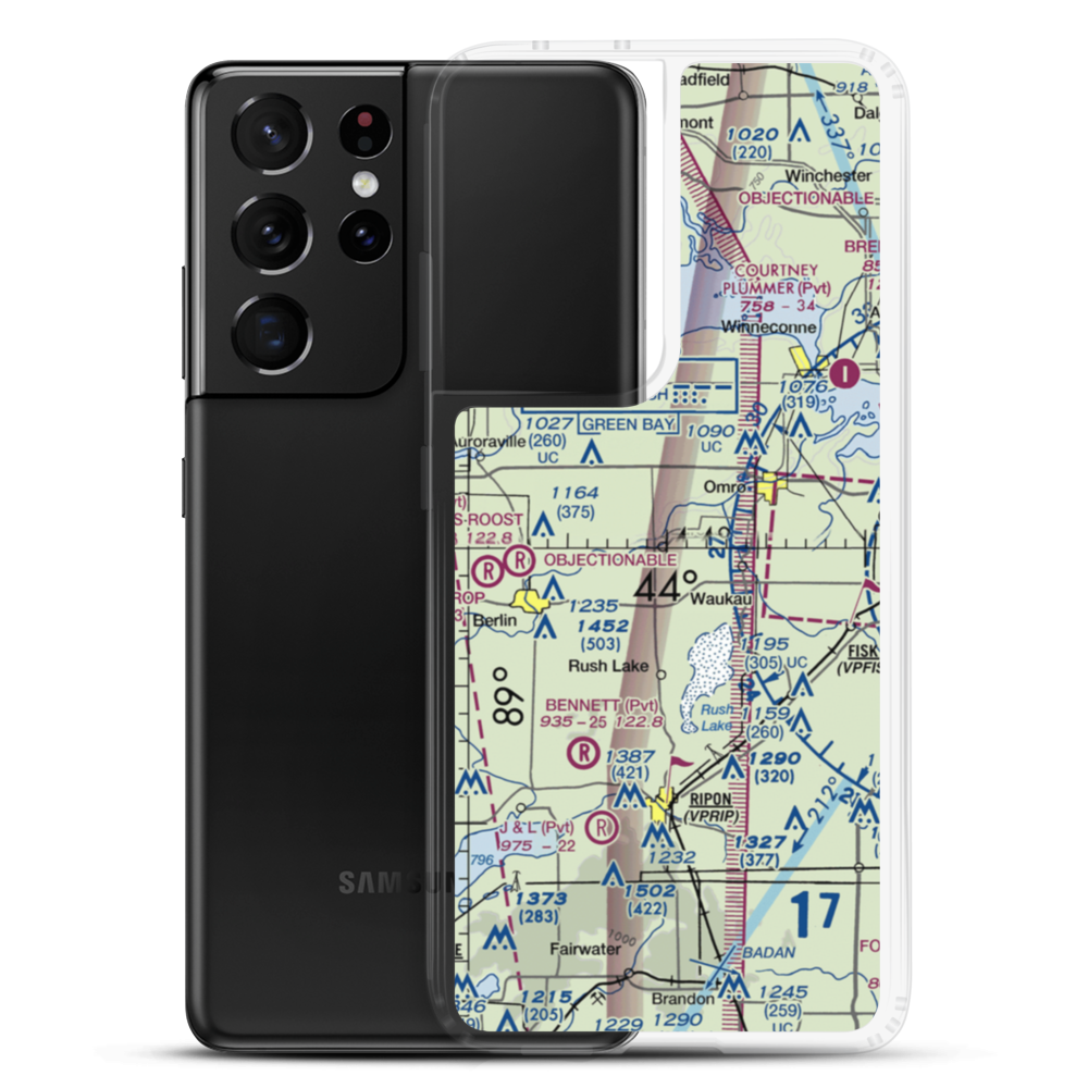 Happy Jacks Air Strip (WI73) VFR Sectional Samsung Case Samsung Galaxy S21 Ultra model shown