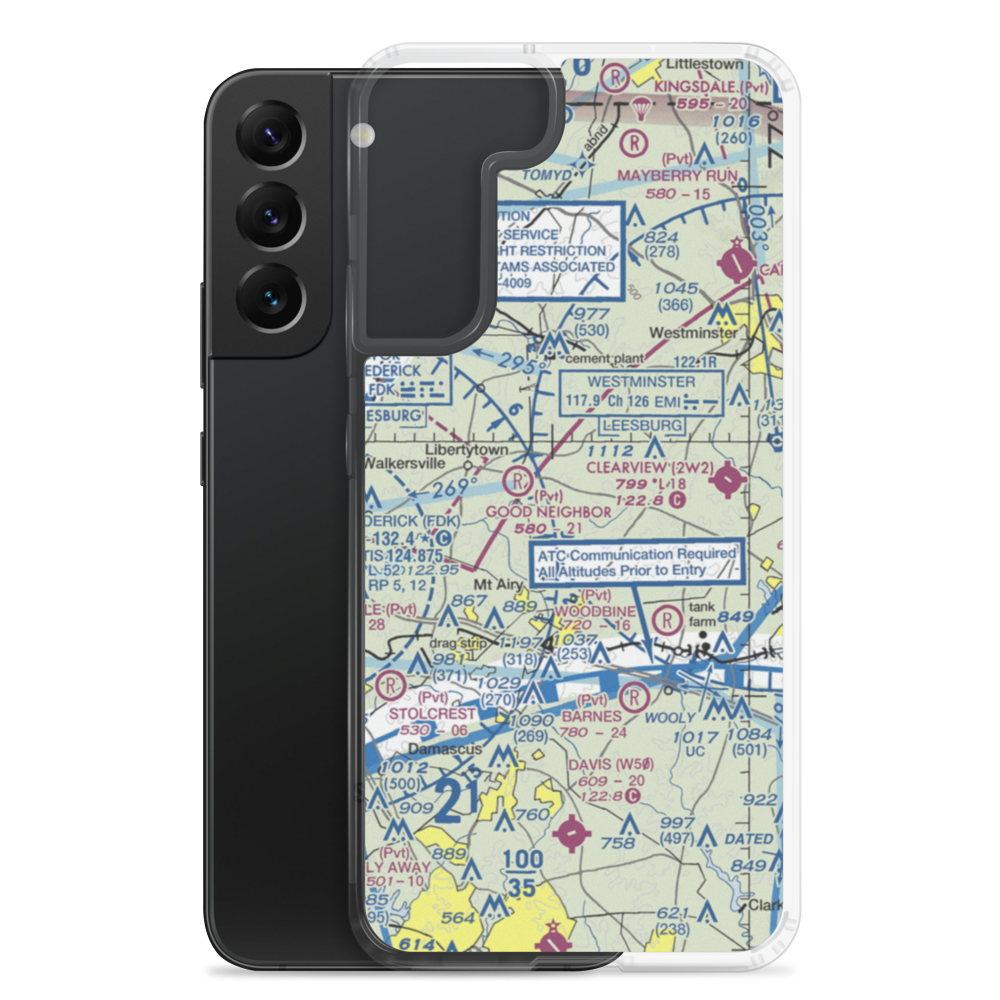 Happy Landings Farm Airport (MD73) VFR Sectional Samsung Case Samsung Galaxy S22 Plus model shown