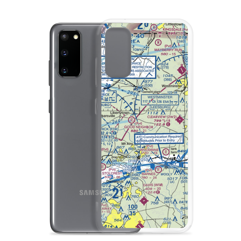 Happy Landings Farm Airport (MD73) VFR Sectional Samsung Case Samsung Galaxy S20 model shown