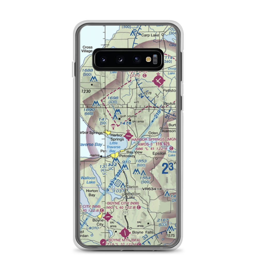 Harbor Springs Airport (MGN) VFR Sectional Samsung Case Samsung Galaxy S10 model shown