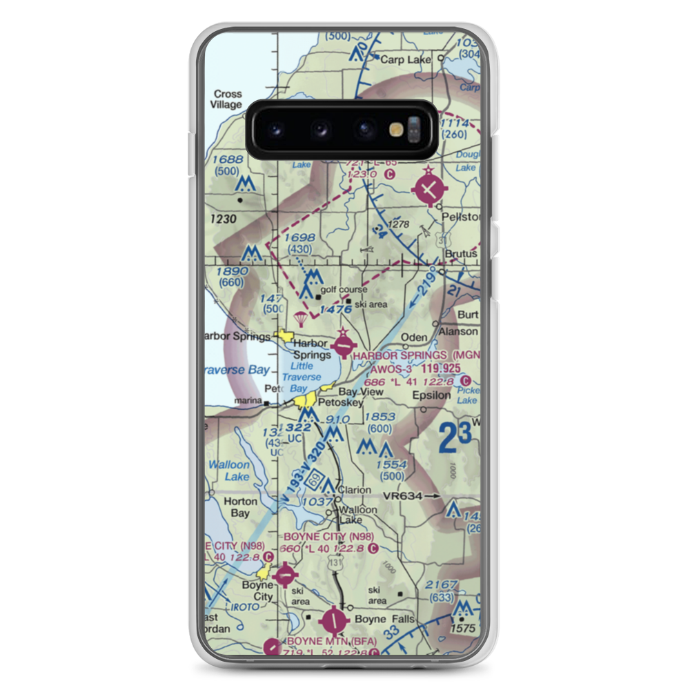 Harbor Springs Airport (MGN) VFR Sectional Samsung Case Samsung Galaxy S10+ model shown
