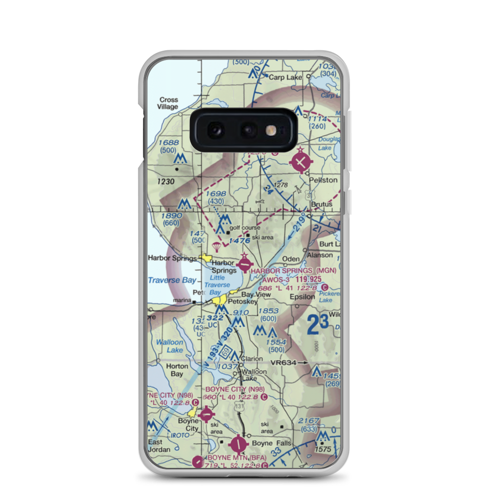 Harbor Springs Airport (MGN) VFR Sectional Samsung Case Samsung Galaxy S10e model shown