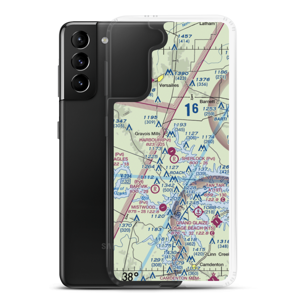 Harbour Airport (MO30) VFR Sectional Samsung Case Samsung Galaxy S21 Plus model shown