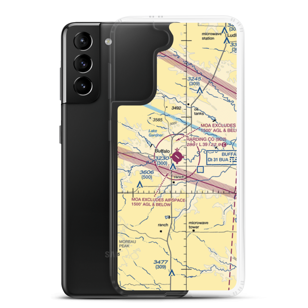 Harding County Airport (9D2) VFR Sectional Samsung Case Samsung Galaxy S21 Plus model shown