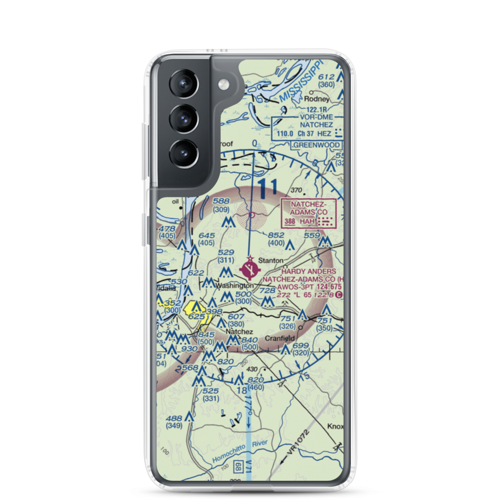 Hardy-Anders Field / Natchez-Adams County Airport (HEZ) VFR Sectional Samsung Case Samsung Galaxy S21 model shown