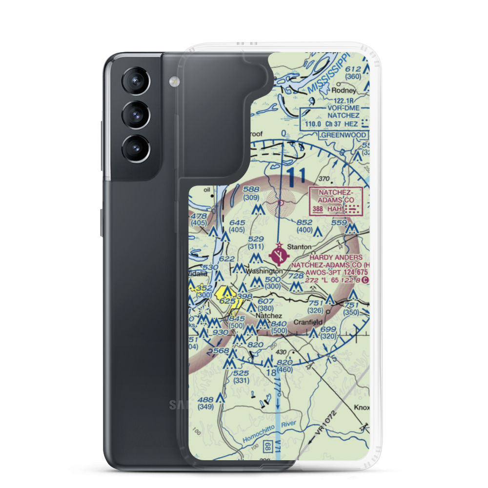 Hardy-Anders Field / Natchez-Adams County Airport (HEZ) VFR Sectional Samsung Case Samsung Galaxy S21 model shown