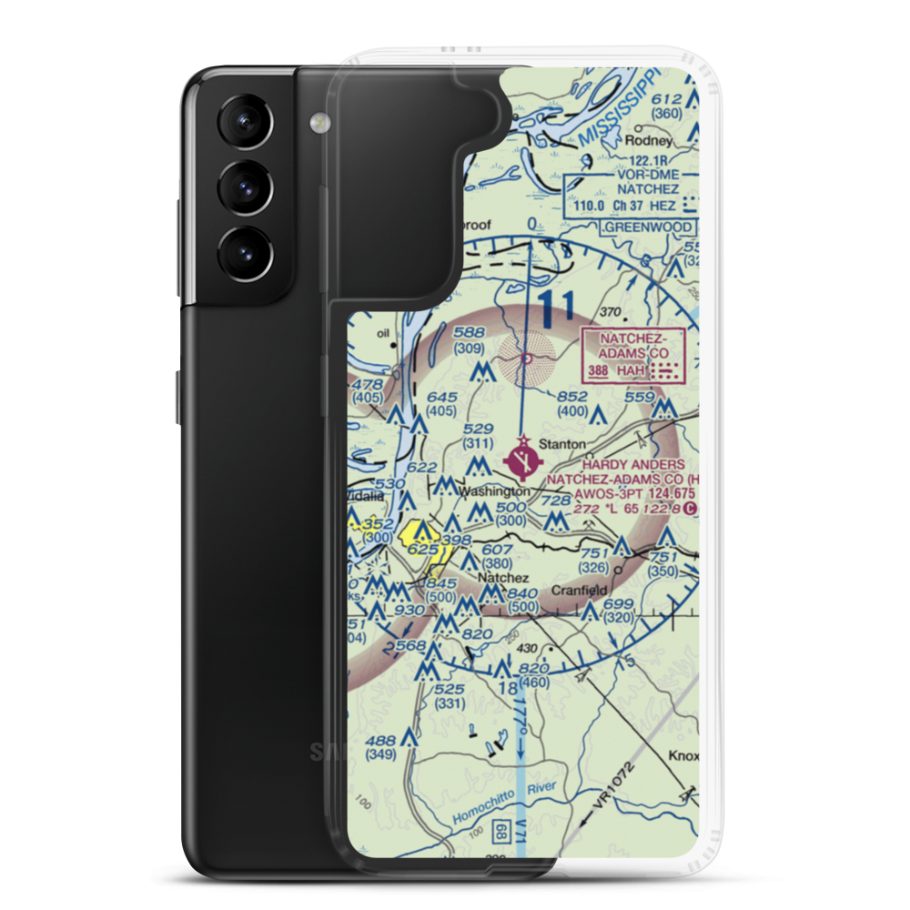 Hardy-Anders Field / Natchez-Adams County Airport (HEZ) VFR Sectional Samsung Case Samsung Galaxy S21 Plus model shown
