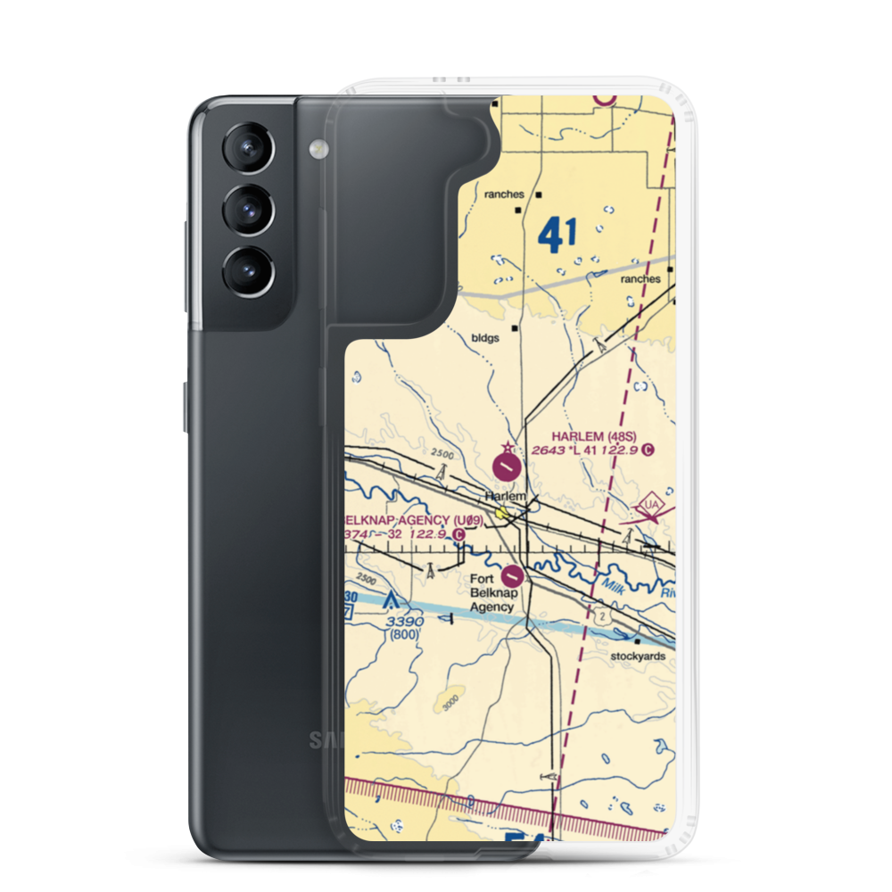 Harlem Airport (48S) VFR Sectional Samsung Case Samsung Galaxy S21 model shown