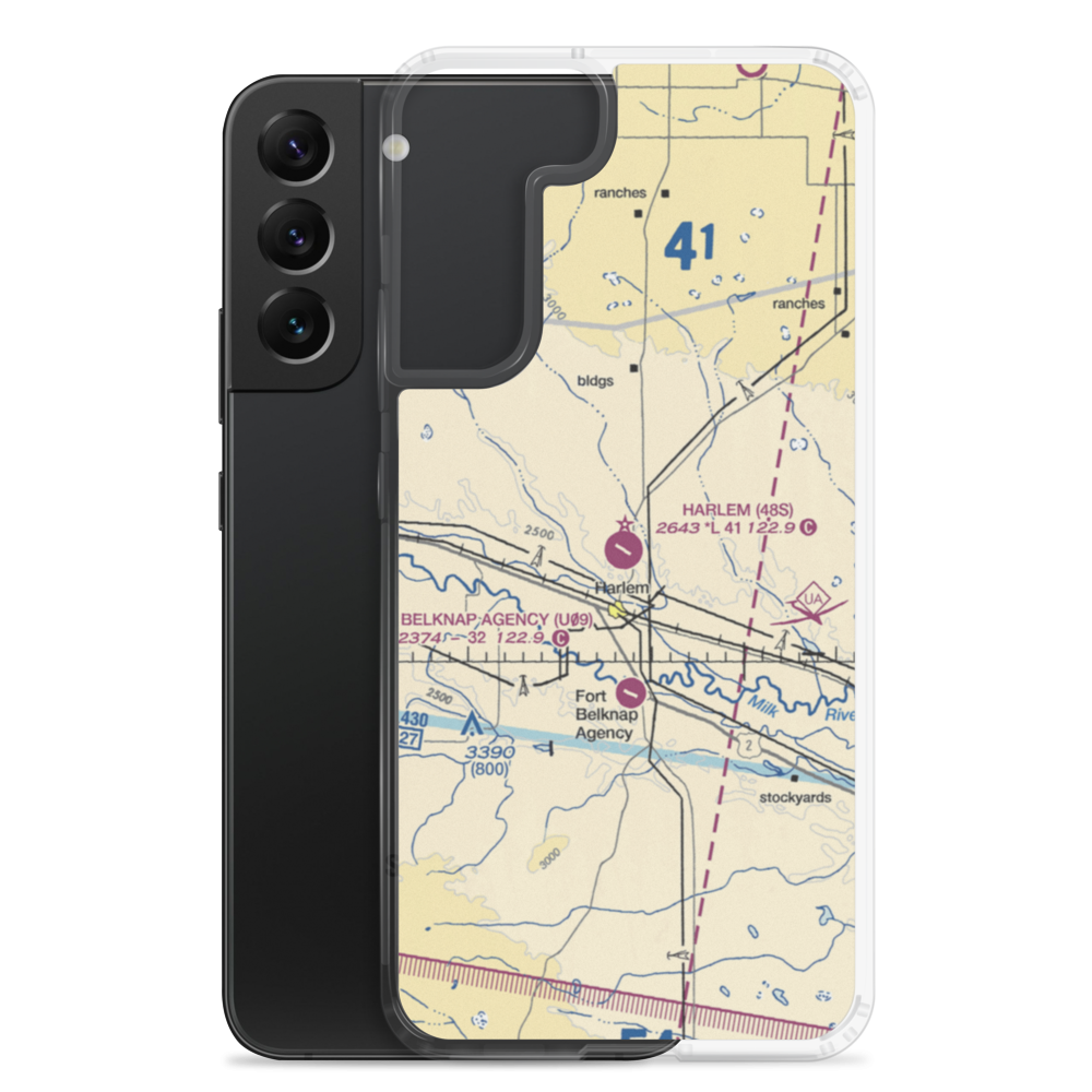 Harlem Airport (48S) VFR Sectional Samsung Case Samsung Galaxy S22 Plus model shown