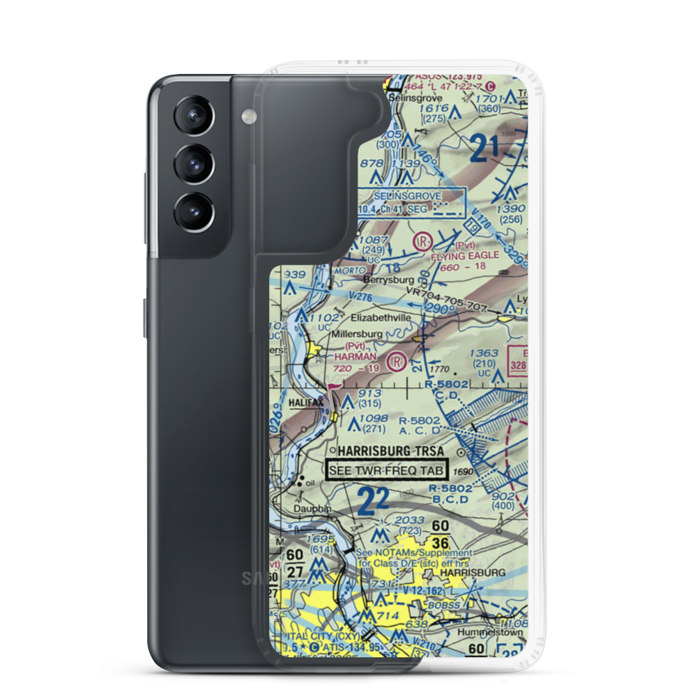 Harman Airport (0PS7) VFR Sectional Samsung Case Samsung Galaxy S21 model shown