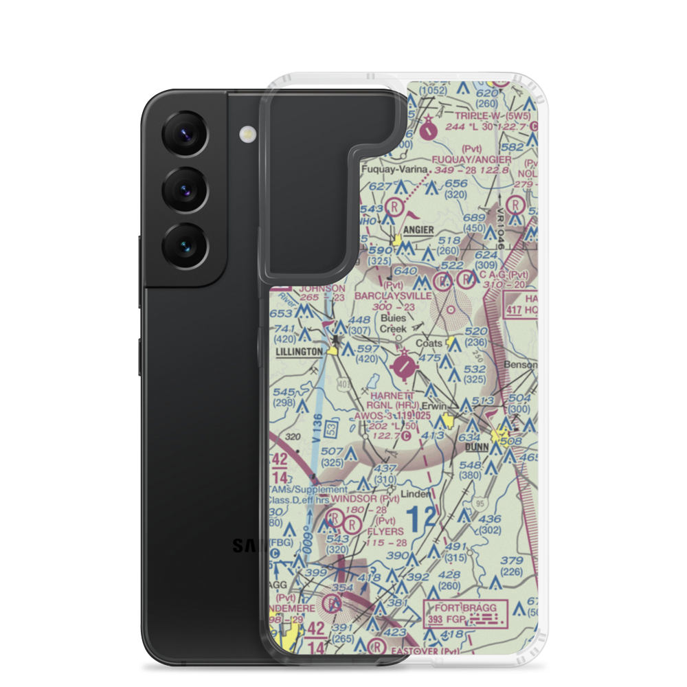 Harnett Regional Jetport Airport (HRJ) VFR Sectional Samsung Case Samsung Galaxy S22 model shown