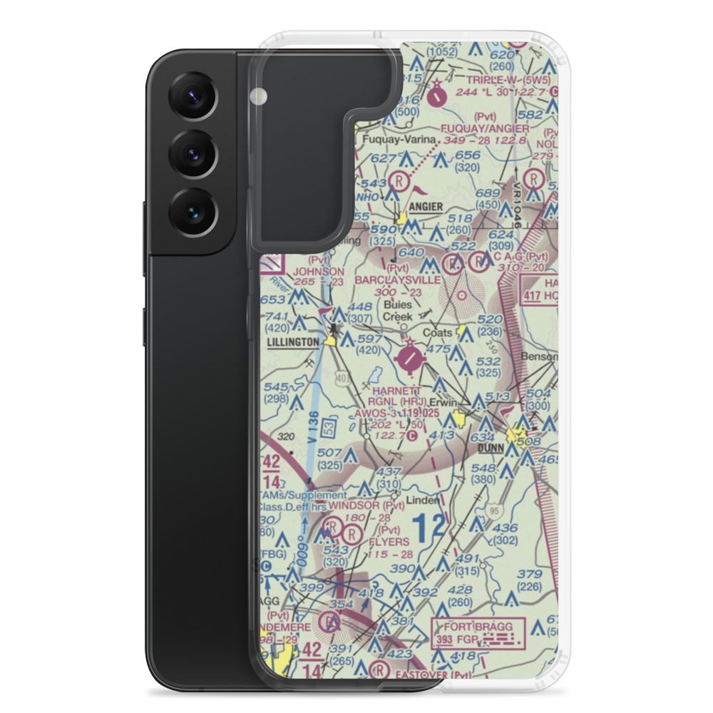 Harnett Regional Jetport Airport (HRJ) VFR Sectional Samsung Case Samsung Galaxy S22 Plus model shown