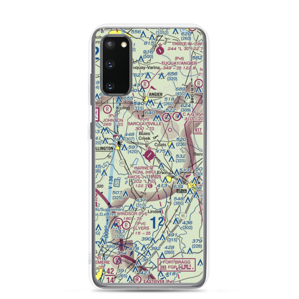 Harnett Regional Jetport Airport (HRJ) VFR Sectional Samsung Case Samsung Galaxy S20 model shown