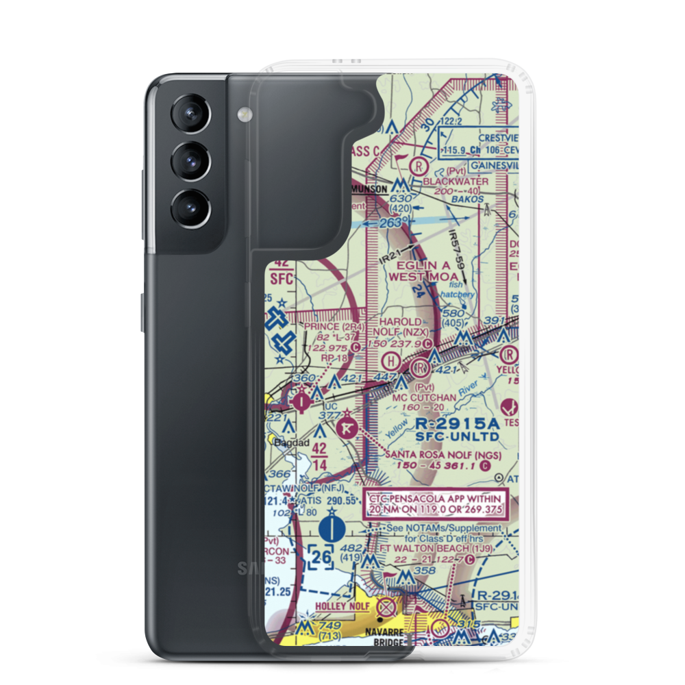 Harold Nolf Heliport (NZX) VFR Sectional Samsung Case Samsung Galaxy S21 model shown