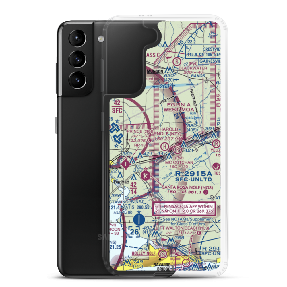 Harold Nolf Heliport (NZX) VFR Sectional Samsung Case Samsung Galaxy S21 Plus model shown