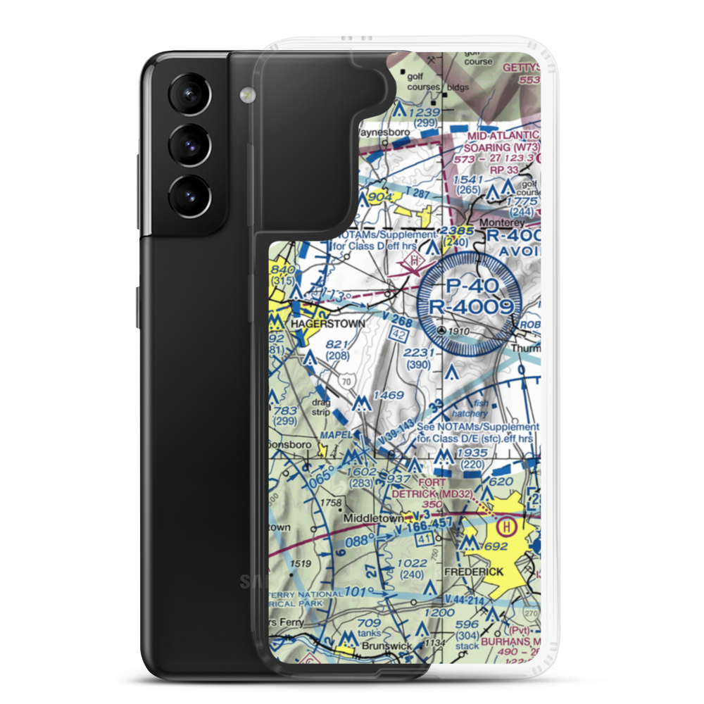 Harp Airport (6MD3) VFR Sectional Samsung Case Samsung Galaxy S21 Plus model shown